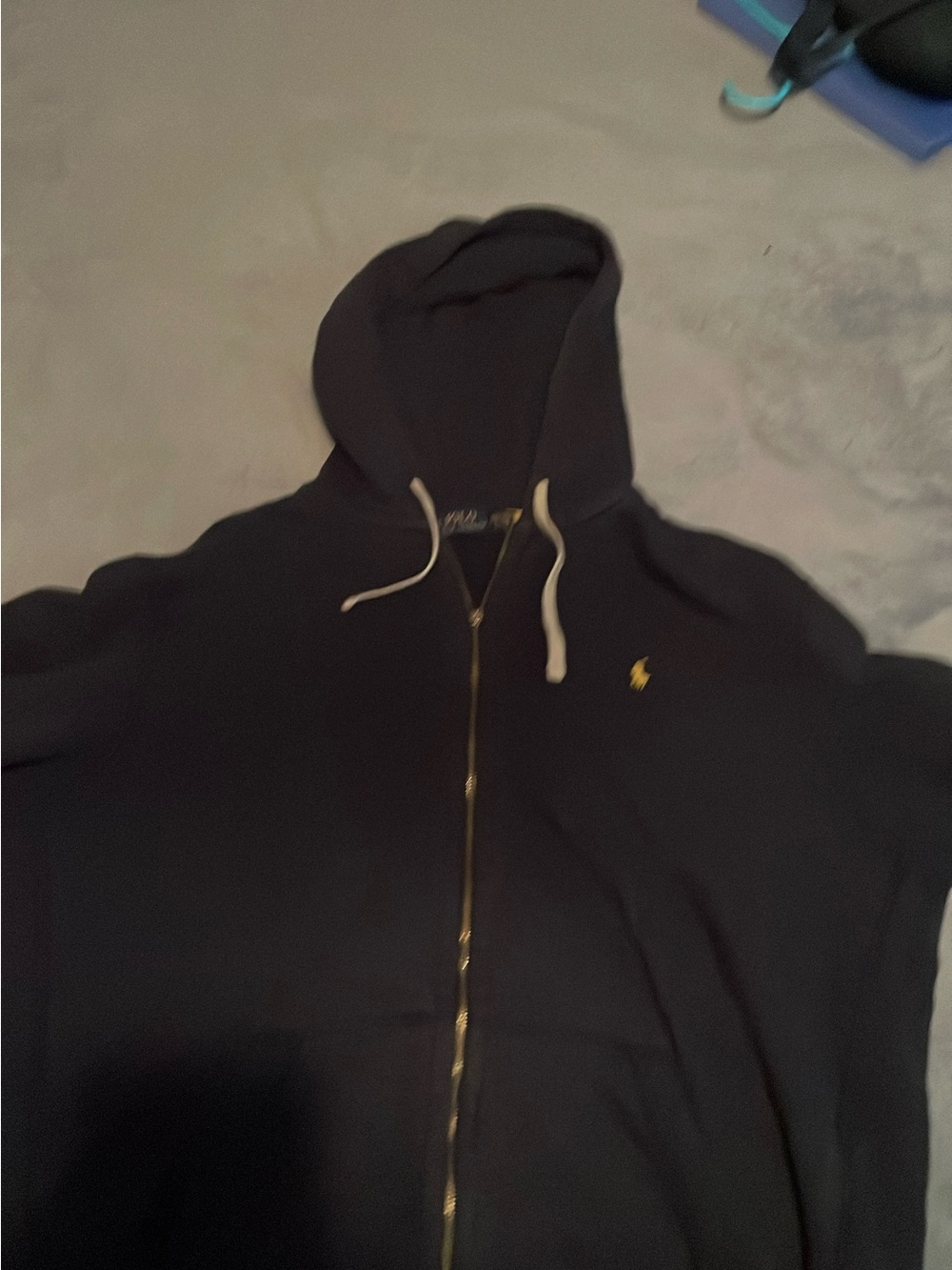 Ralph Lauren Men’s Navy Zip-Up Hoodie with Gold Pony